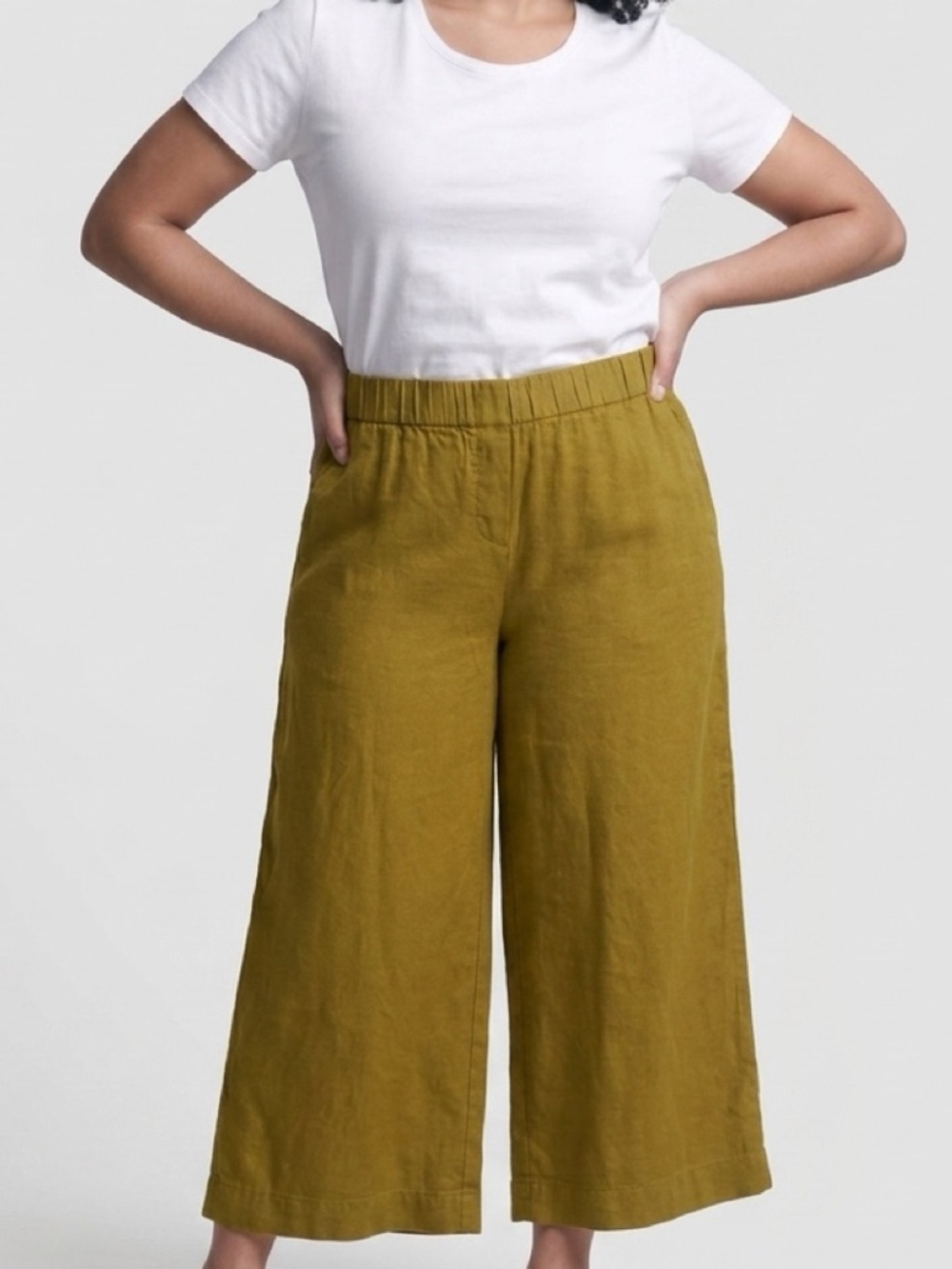 J. Jill Olive-Green Wide-Leg Crop Pull-On Pants